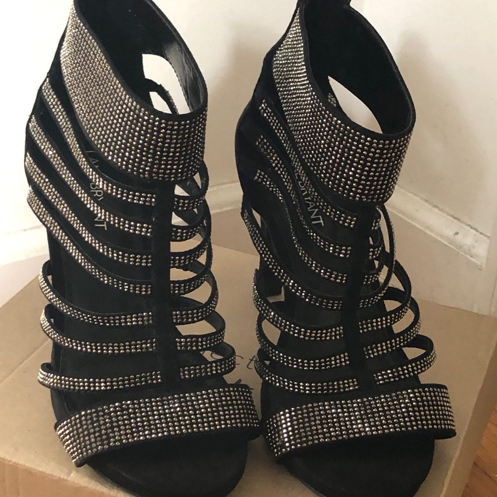 Lane Bryant strappy suede bedazzled heel